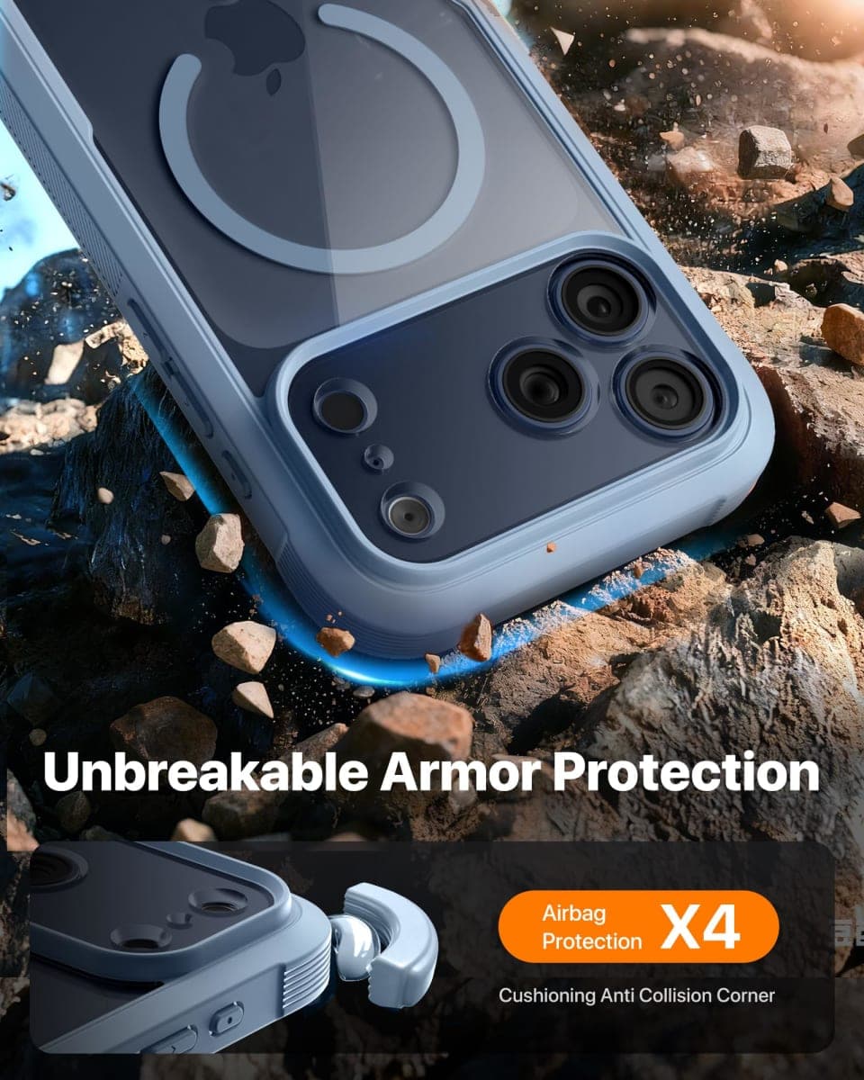 Diaclara Magnetic Designed for iPhone 17 Pro Max Case Full Body Bumper,[Compatible with MagSafe] Military Drop Proof Cover with Built-in Touch Sensitive Anti-Scratch Screen Protector, Blue thumbnail 2