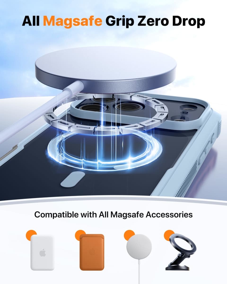 Diaclara Magnetic Designed for iPhone 17 Pro Max Case Full Body Bumper,[Compatible with MagSafe] Military Drop Proof Cover with Built-in Touch Sensitive Anti-Scratch Screen Protector, Blue thumbnail 5