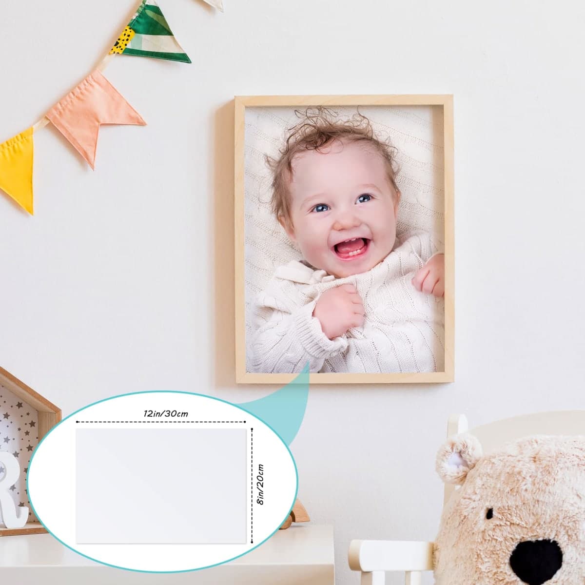 8 Pieces Sublimation Aluminum Photo Sign Metal Blank Photo Board Sublimation Picture Panel Wall Art Aluminum Plate for Wedding DIY Printing Bedroom Living Room, White(12 x 8 Inch) thumbnail 4