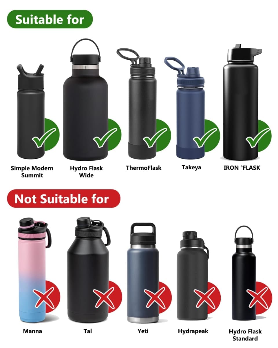 DEFUNX Water Bottle Lid Replacement Spout Top for Wide Mouth Water Bottle 22/24/32/40/64 Oz Cap Suitable for Mouth Opening 2.25 In Black thumbnail 3