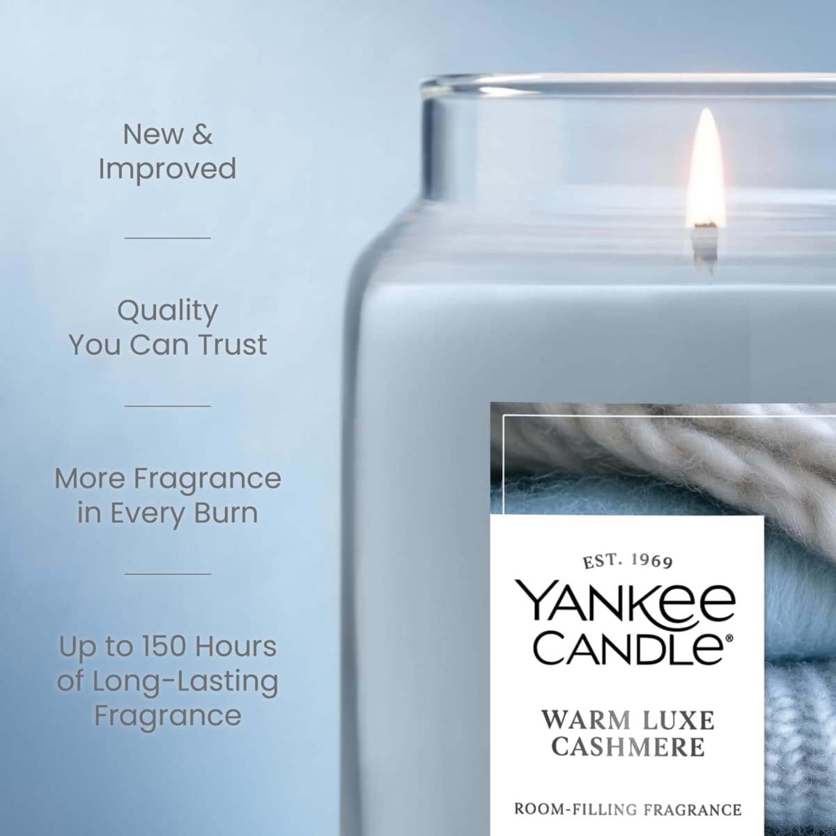 Yankee Candle Large Jar Scented Candle with up to 150 Hour Burn Time, Premium Plant Wax Blend for Cleaner Consistent Burn and Room Filling Fragrance, 22 oz, Warm Luxe Cashmere thumbnail 3