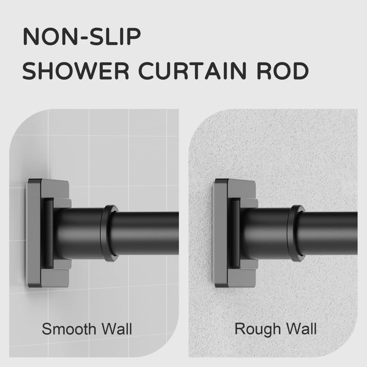 UIOSANRT Shower Curtain Rod Adjustable 31-79", Anti-Rust Shower Rod & Spring Tension Shower Rod No Drill, Black Shower Curtain Rod for Bathroom Tension Rod thumbnail 2