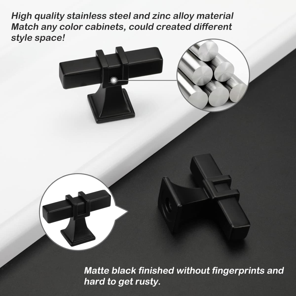 Lepatape 25 Pack Black Cabinet Knobs Black Knobs - Black Kitchen Cabinet Knobs Black Drawer Knobs T Bar Cabinet Pulls Knobs for Cabinets and Dresser Drawers Black Kitchen Hardware thumbnail 2