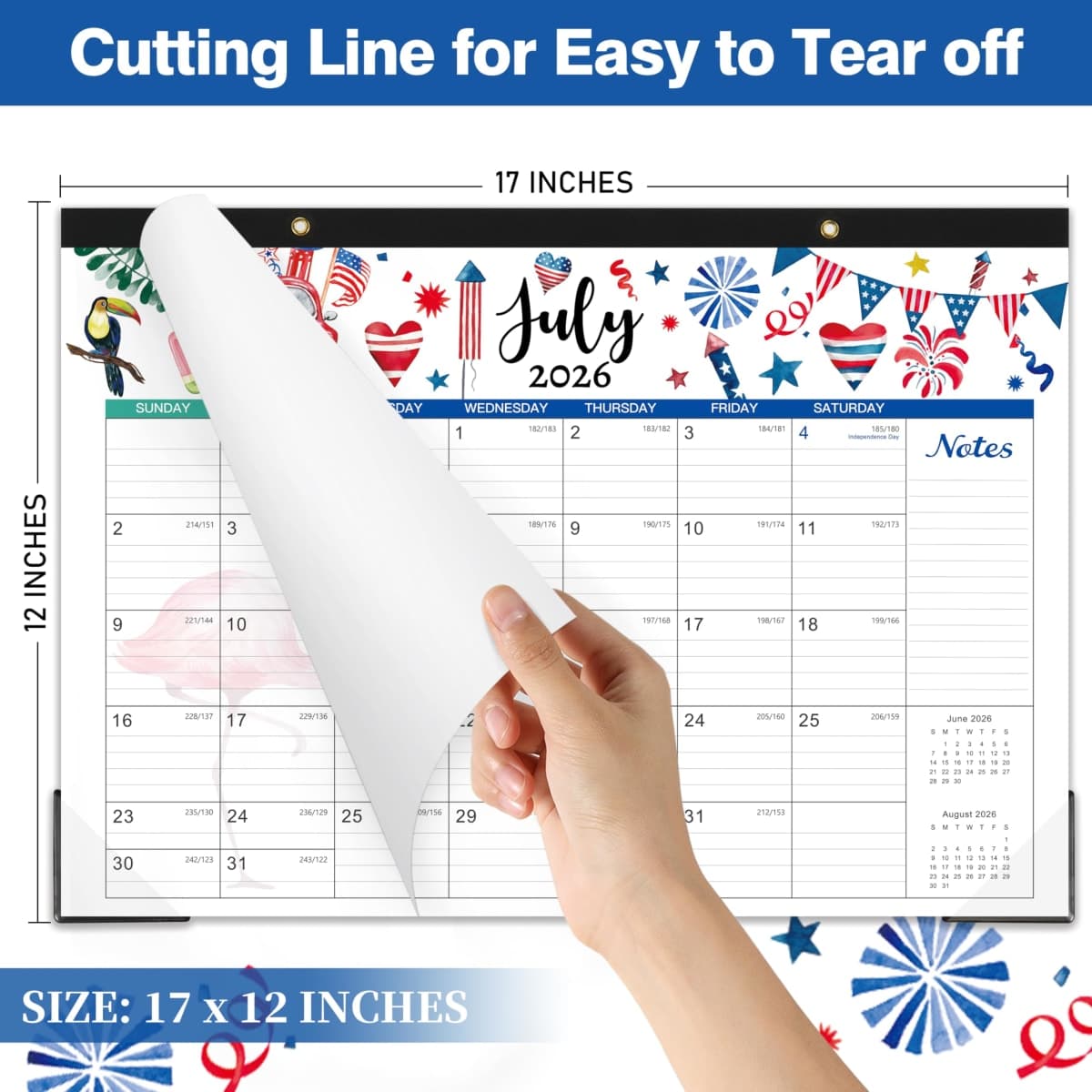 Desk Calendar 2025-2026, 18 Months Desk Calendar 2025-2026, July 2025 - December 2026, 17" x 12", 2025-2026 Desk Calendar Large Ruled Blocks for Planning thumbnail 4