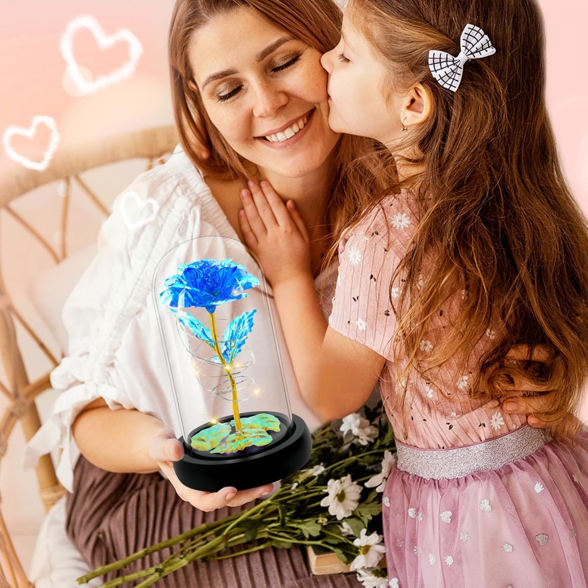 Childom Valentines Day Rose Gifts for Womens, Birthday Gifts for Women, Blue Colorful Artificial Flower Rose Gifts, Romantic Valentines Light Up Rose Flower Gifts, for Wife,Women, Her,Mothers thumbnail 2