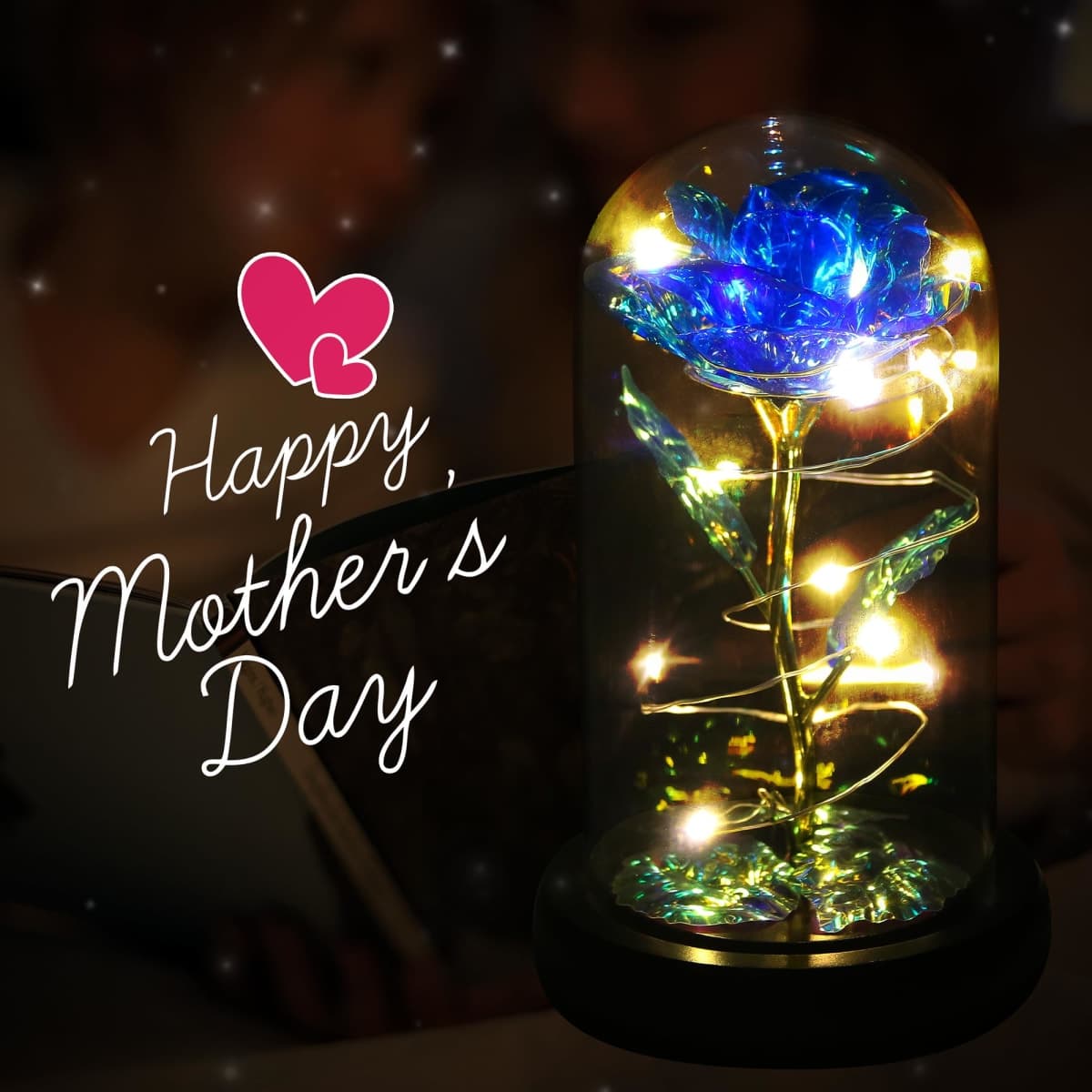 Childom Valentines Day Rose Gifts for Womens, Birthday Gifts for Women, Blue Colorful Artificial Flower Rose Gifts, Romantic Valentines Light Up Rose Flower Gifts, for Wife,Women, Her,Mothers thumbnail 3