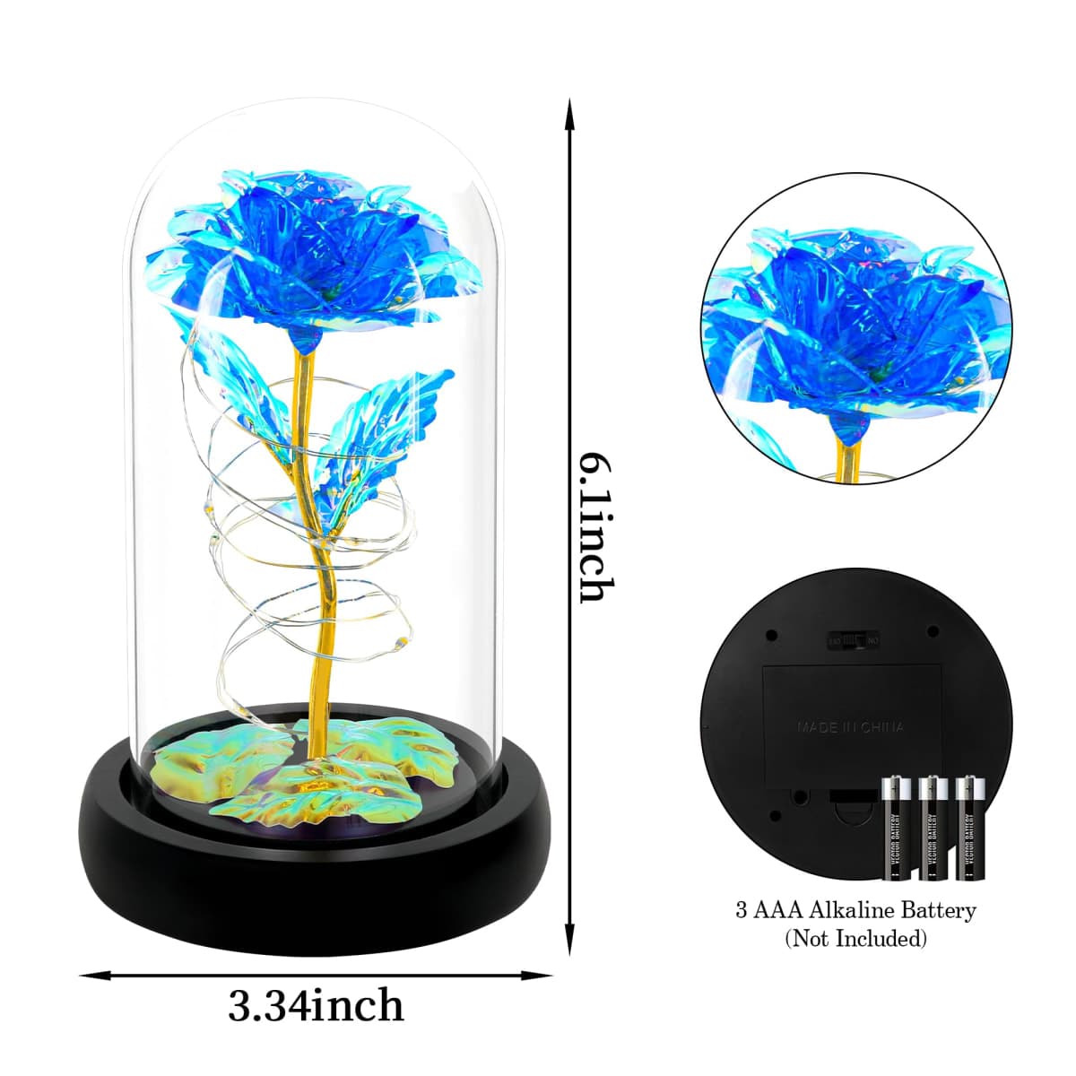 Childom Valentines Day Rose Gifts for Womens, Birthday Gifts for Women, Blue Colorful Artificial Flower Rose Gifts, Romantic Valentines Light Up Rose Flower Gifts, for Wife,Women, Her,Mothers thumbnail 5