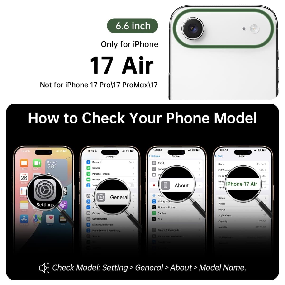 DOMAVER for iPhone Air Case for Women, 1X Screen Protector+1X Wrist Strap, [Compatible with MagSafe] [Full Camera Protection] Cute Wave Frame Matte Phone Case for iPhone Air 6.5", Deep Green thumbnail 2