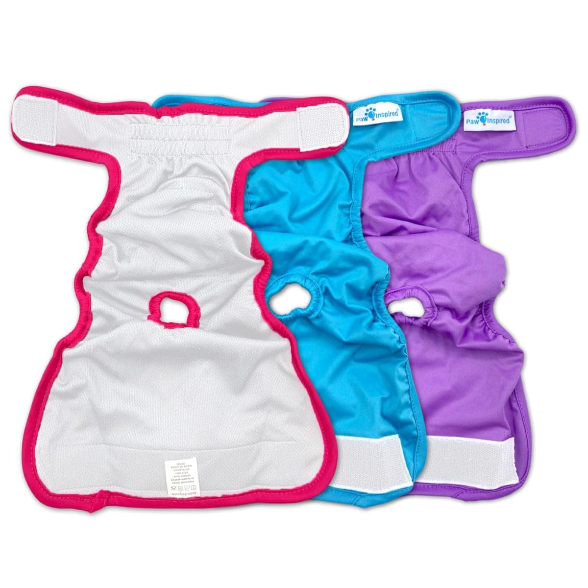 Paw Inspired Reusable Washable Dog Diapers (Pack of 3), Medium in Assorted Colors with White Lining and Dog Diaper Suspenders in Black, S/M Combo Pack thumbnail 5