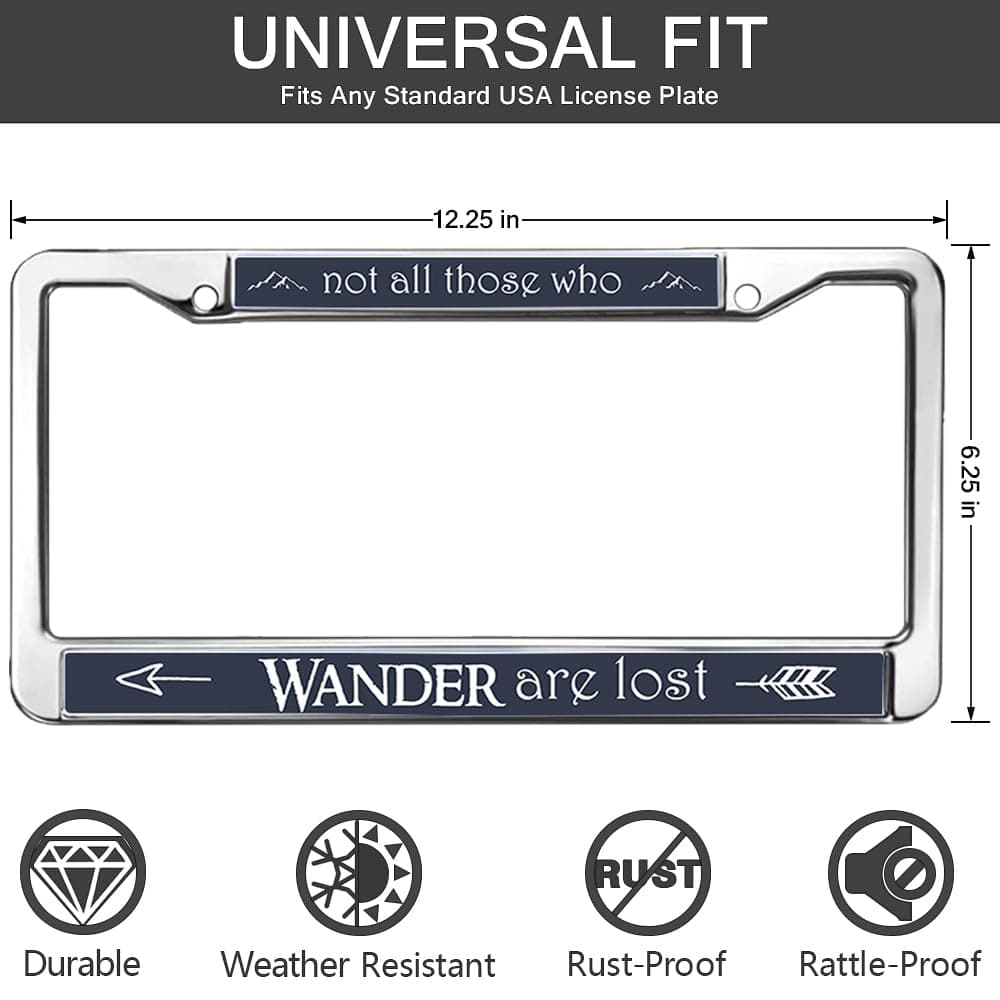 Not All Wander are Lost License Plate Frame Custom Travel Lover Gift License Plate Frame for Birthday Gift Adventure Saying Weather-Proof License Plate Frame with Mounting Kit thumbnail 2