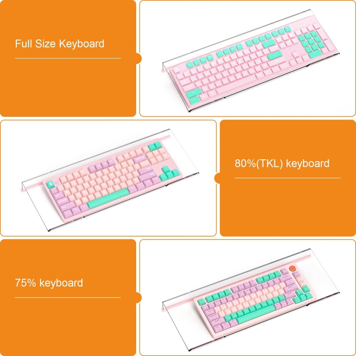 BEEGO Ergonomic Computer Keyboard Stand - Clear Acrylic Keyboard Riser Tilted Keyboard Holder Keyboard Tray with Lightpink Non-Slip Strip for Easy Typing at Home School Office Desk Accessories thumbnail 5