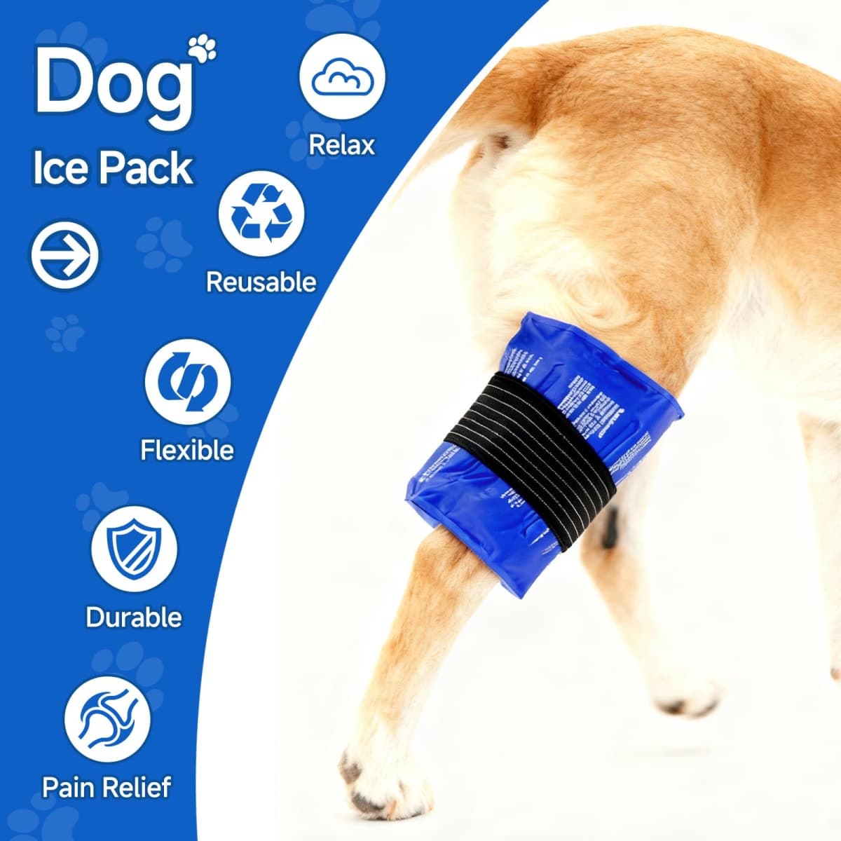 Dog Gel Ice Packs, Reusable Hot and Cold Ice Packs for Dog Injuries, Joint Pain, Muscle Soreness, Pain Relief, Post-Surgery Recovery, Adjustable Pet Gel Wrap for Dog's Knees, Back and Shoulders thumbnail 2