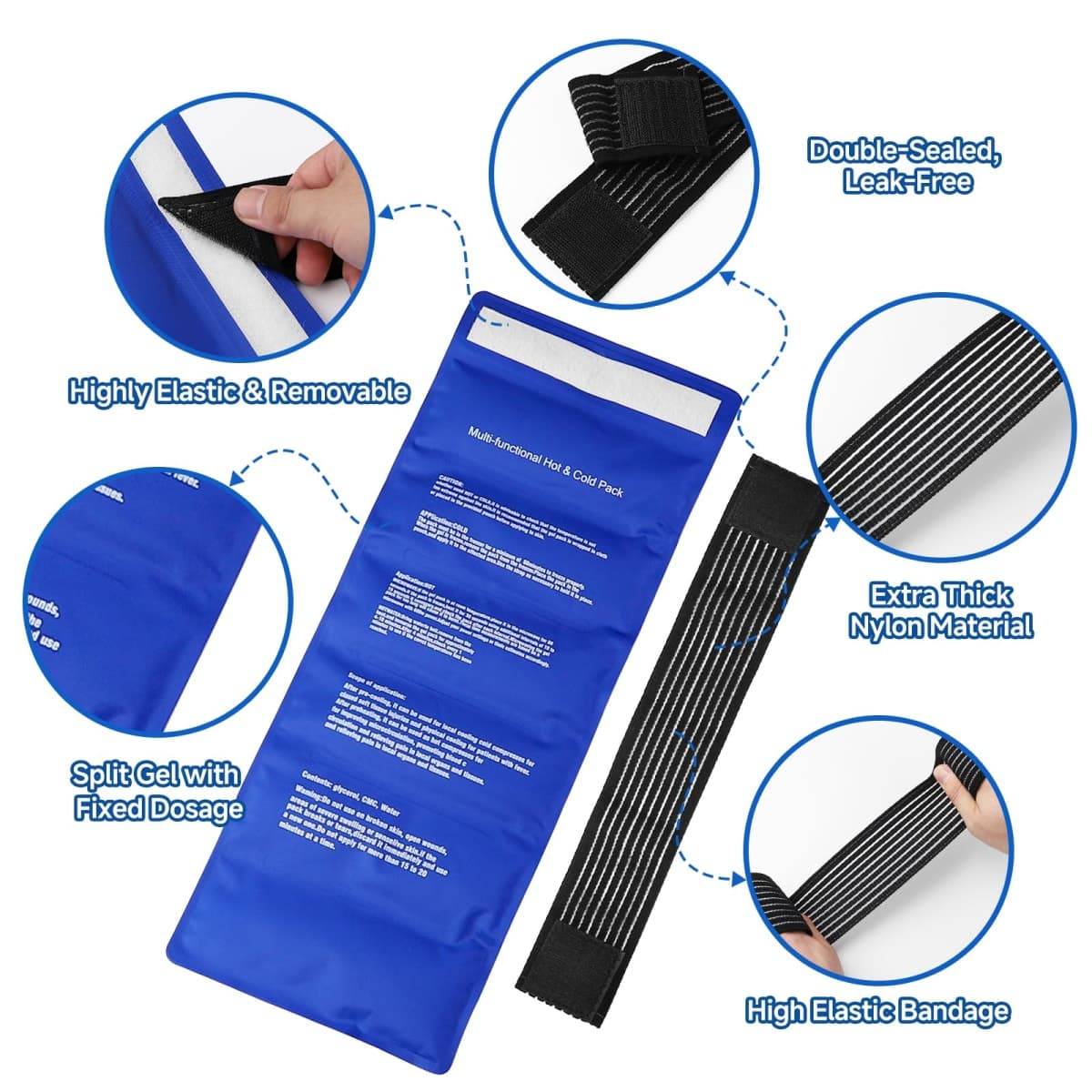 Dog Gel Ice Packs, Reusable Hot and Cold Ice Packs for Dog Injuries, Joint Pain, Muscle Soreness, Pain Relief, Post-Surgery Recovery, Adjustable Pet Gel Wrap for Dog's Knees, Back and Shoulders thumbnail 3