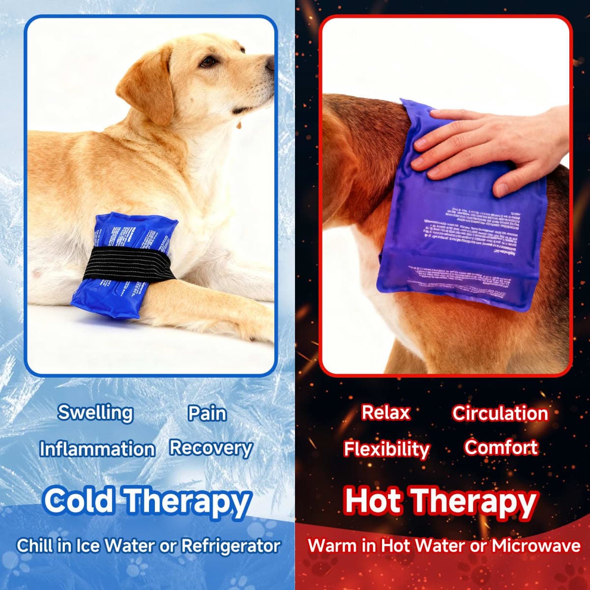 Dog Gel Ice Packs, Reusable Hot and Cold Ice Packs for Dog Injuries, Joint Pain, Muscle Soreness, Pain Relief, Post-Surgery Recovery, Adjustable Pet Gel Wrap for Dog's Knees, Back and Shoulders thumbnail 4