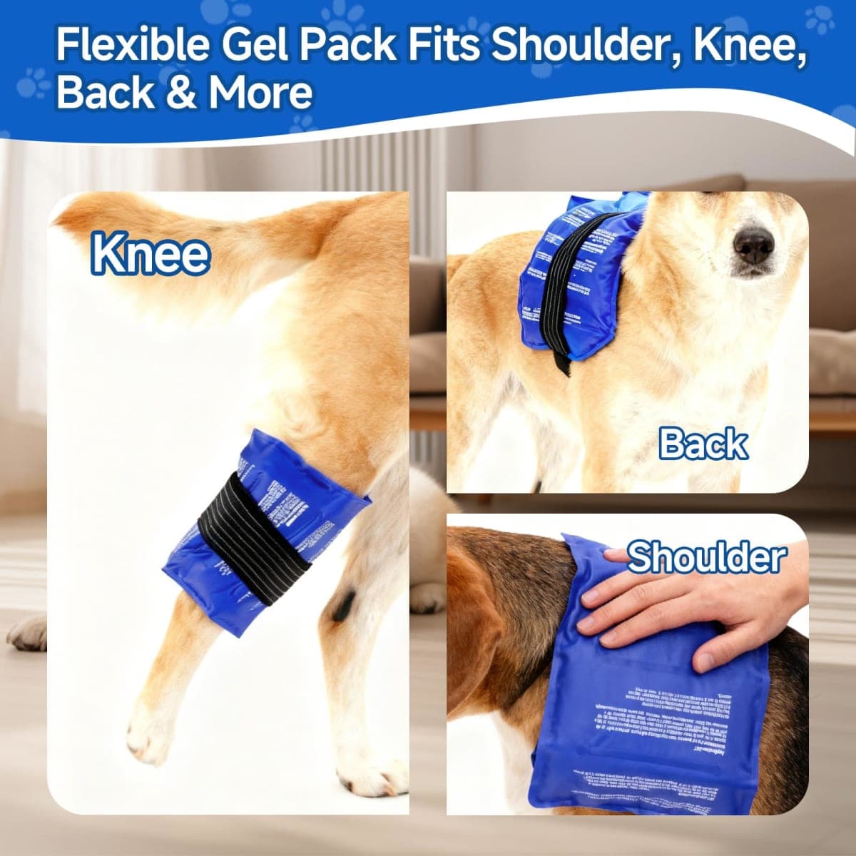 Dog Gel Ice Packs, Reusable Hot and Cold Ice Packs for Dog Injuries, Joint Pain, Muscle Soreness, Pain Relief, Post-Surgery Recovery, Adjustable Pet Gel Wrap for Dog's Knees, Back and Shoulders thumbnail 5