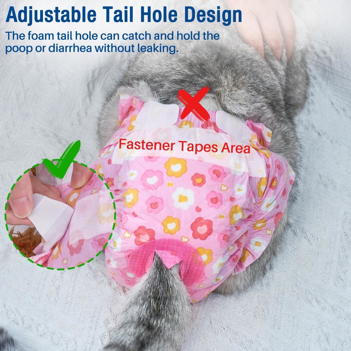 Pet Soft Dog Diapers Female, Disposable Doggie Diapers for Female Dogs, Puppy Diaper with Adjustable Foam Tail Hole(Pink,12M) thumbnail 3