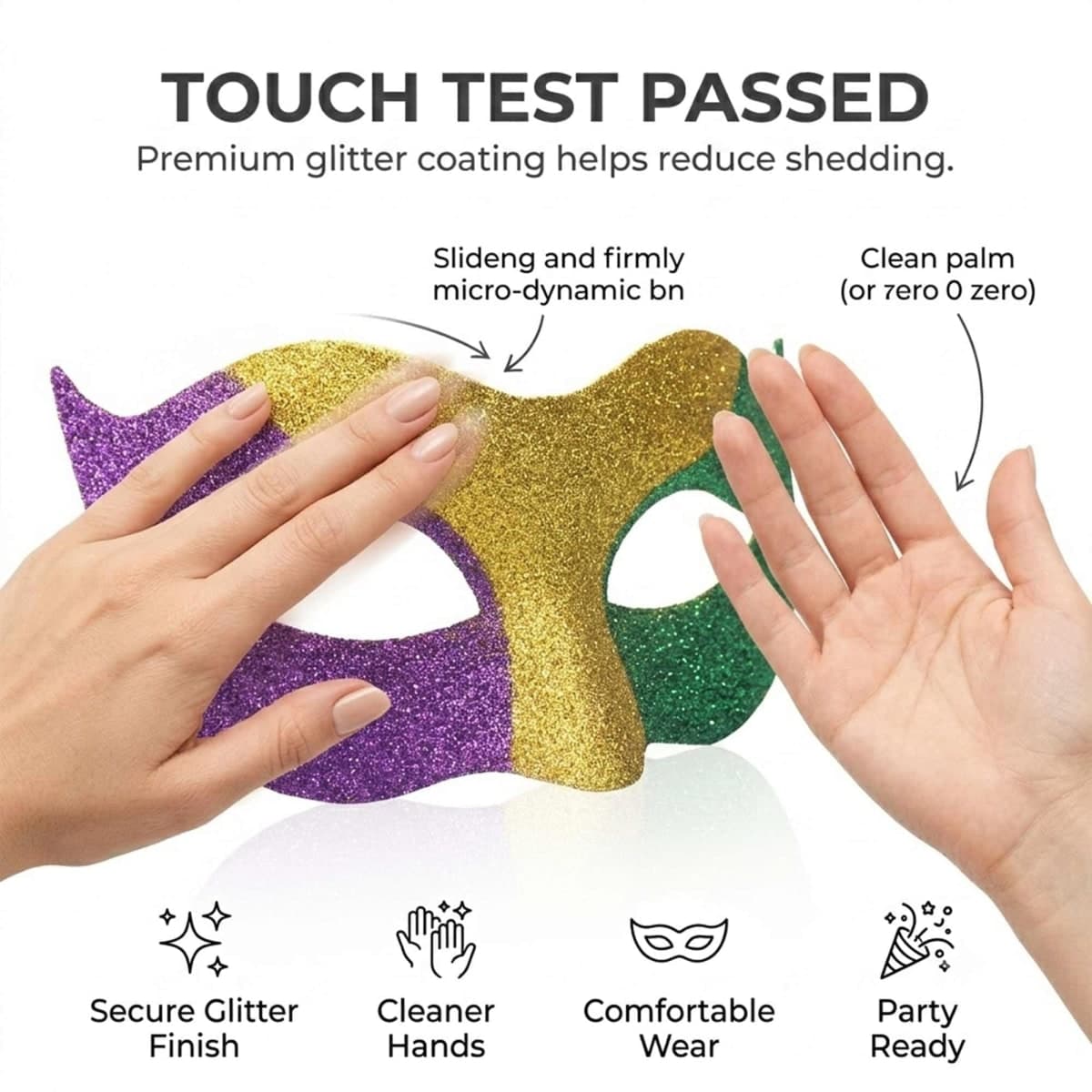 Wildarms Venetian Half Face Masks for Mardi Gras - Glitter Purple/Green/Yellow Masquerade Party Costumes (Color1) thumbnail 3