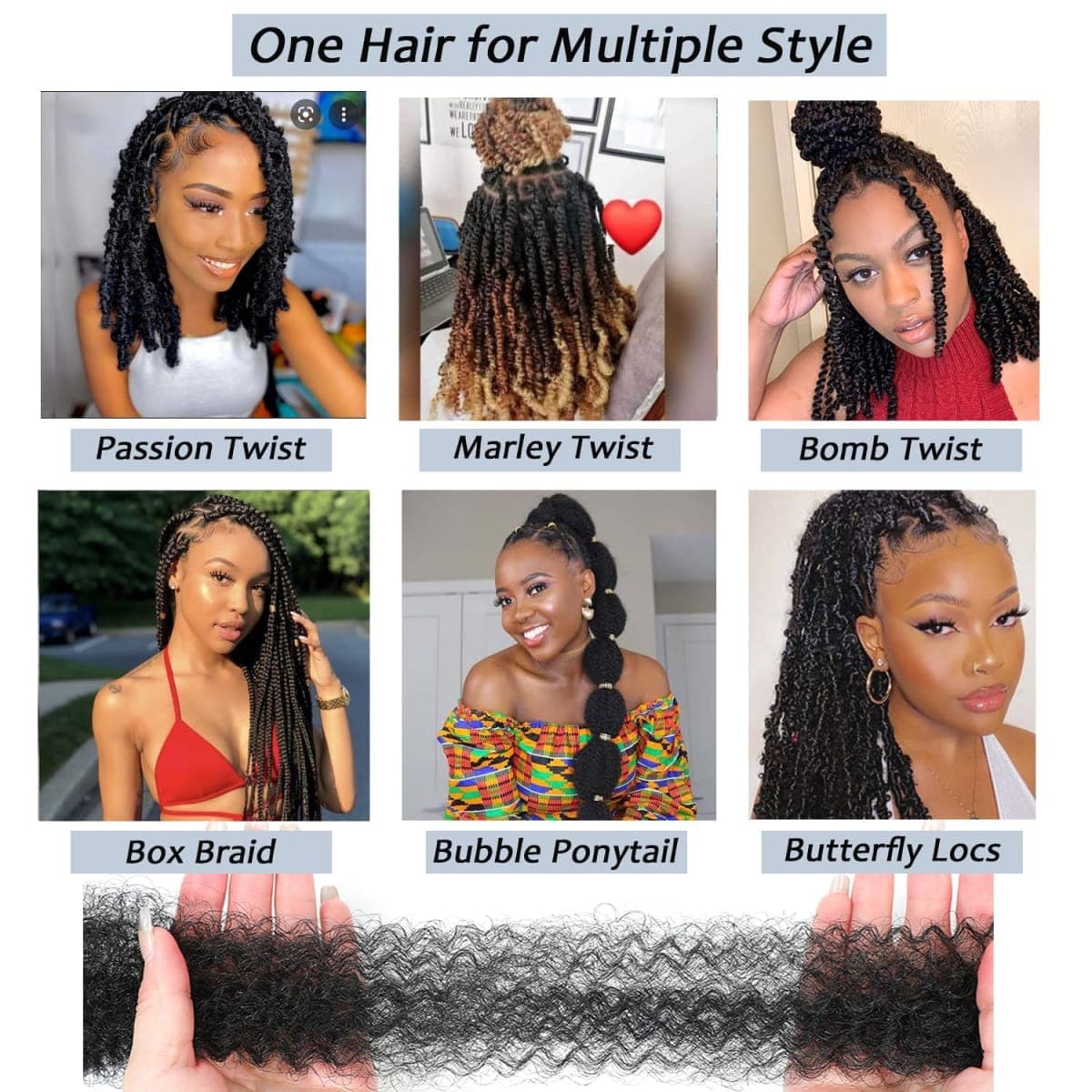 Parceria Marley Braiding Hair - 8 Packs Afro Twist - 12 Inch Pre-fluffed Springy Kinky Hair for Faux Locs (12 Inch, Grey) thumbnail 5