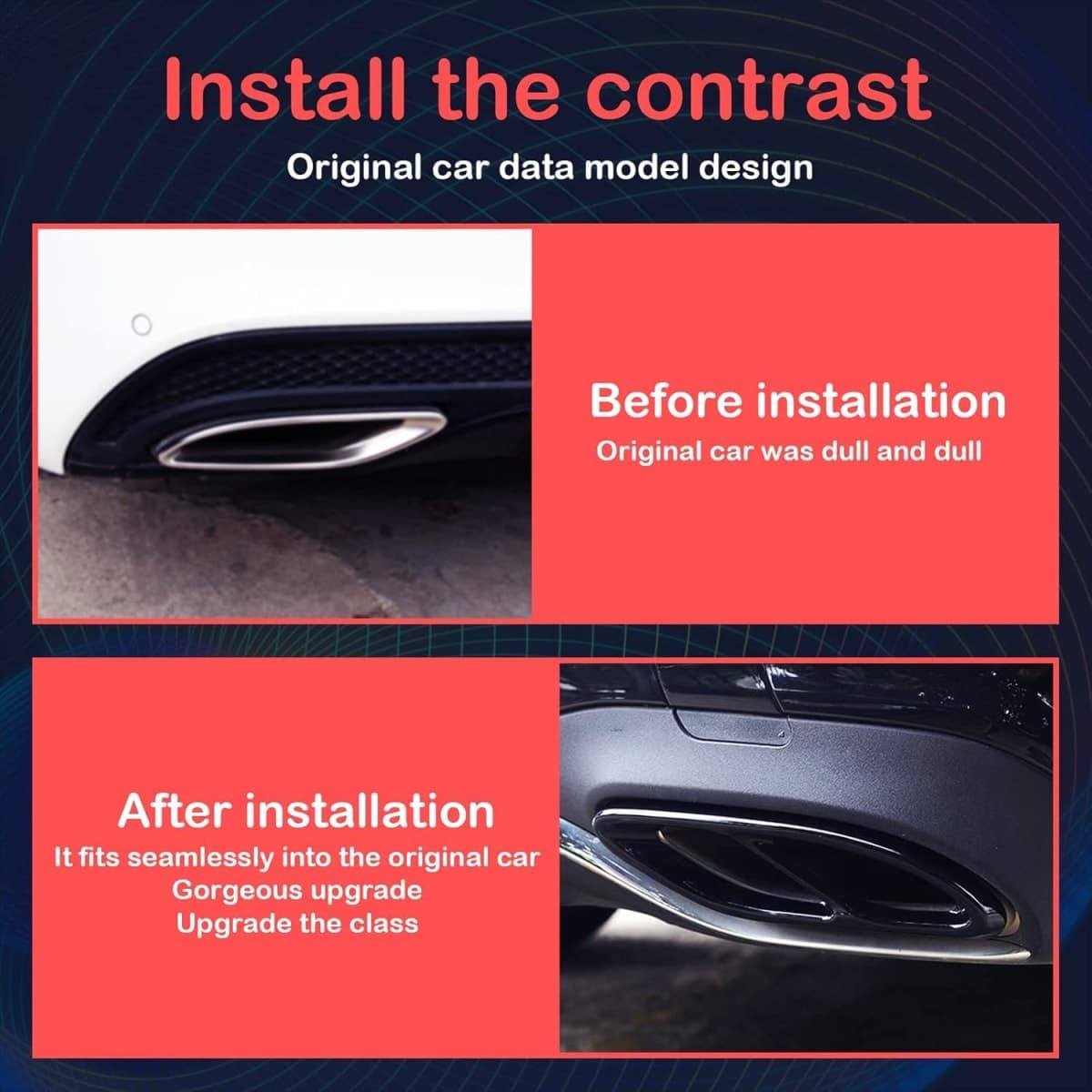Exhaust Tail Muffler Tip for Mercedes Benz C Class w205, Rear Bumper Pipe Cover for Mercedes Benz E Class W212 W213 GLC Class X253(Black) thumbnail 5