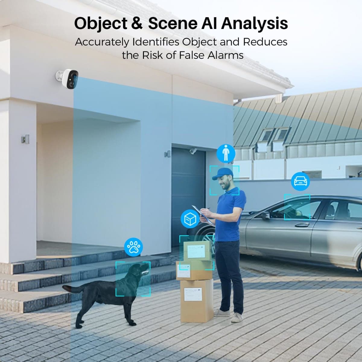MaxiViz Wireless Camera Outdoor, Battery Powered Security Camera with 2K Color Night Vision, Outside Cameras with AI Motion Detection, 2-Way Talk, IP66 Weatherproof, SD/Cloud Storage, 2 Packs thumbnail 2