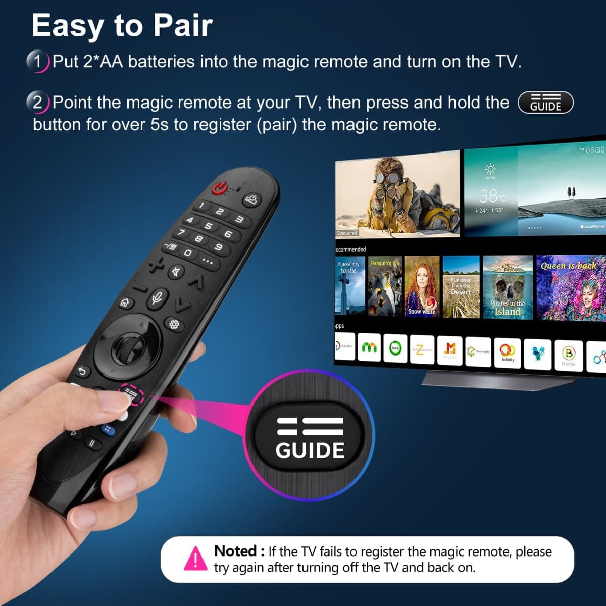 Voice Magic Remote AKB75855501 for LG OLED QNED NanoCell Webos Smart TV Magic Remote Control Replacement AN-MR20GA MR19BA MR21 MR22 MR23 MR24 GA GN GC MR18BA MR650A, with Pointer Function thumbnail 5
