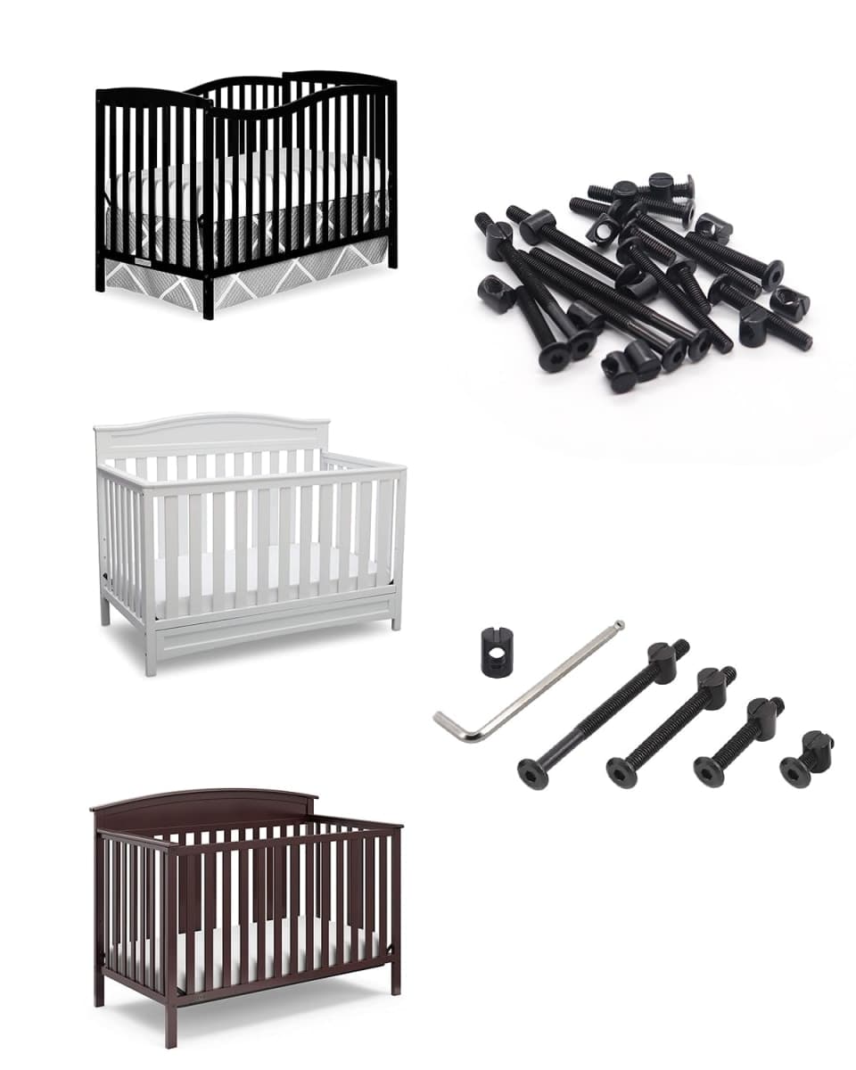 Crib Screws Hardware Replacement Kit - 16 Set Baby Bed Frame Bolts,Barrel Nuts&Wooden Dowel Pins Set - M6x16/40/60/80 mm Hex Drive Socket Cap Screws Nuts for Beds Headboards Chairs Furniture thumbnail 4