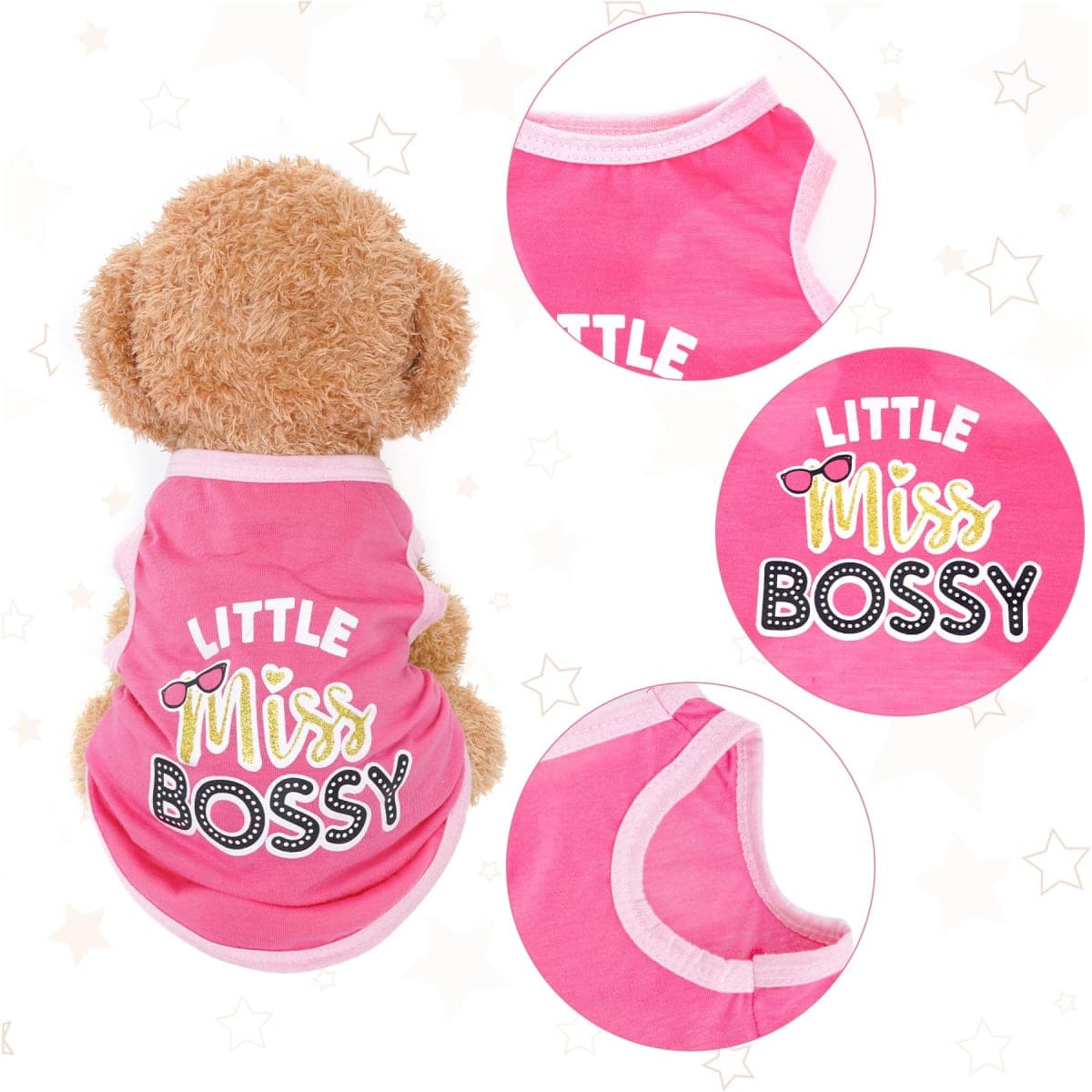 Pistha 4 Pack Dog Shirts Summer Printed Puppy Clothes Cute Sleeveless Pet T Shirts Dog Clothes for Small Medium Dogs Cats Girl(M) thumbnail 2