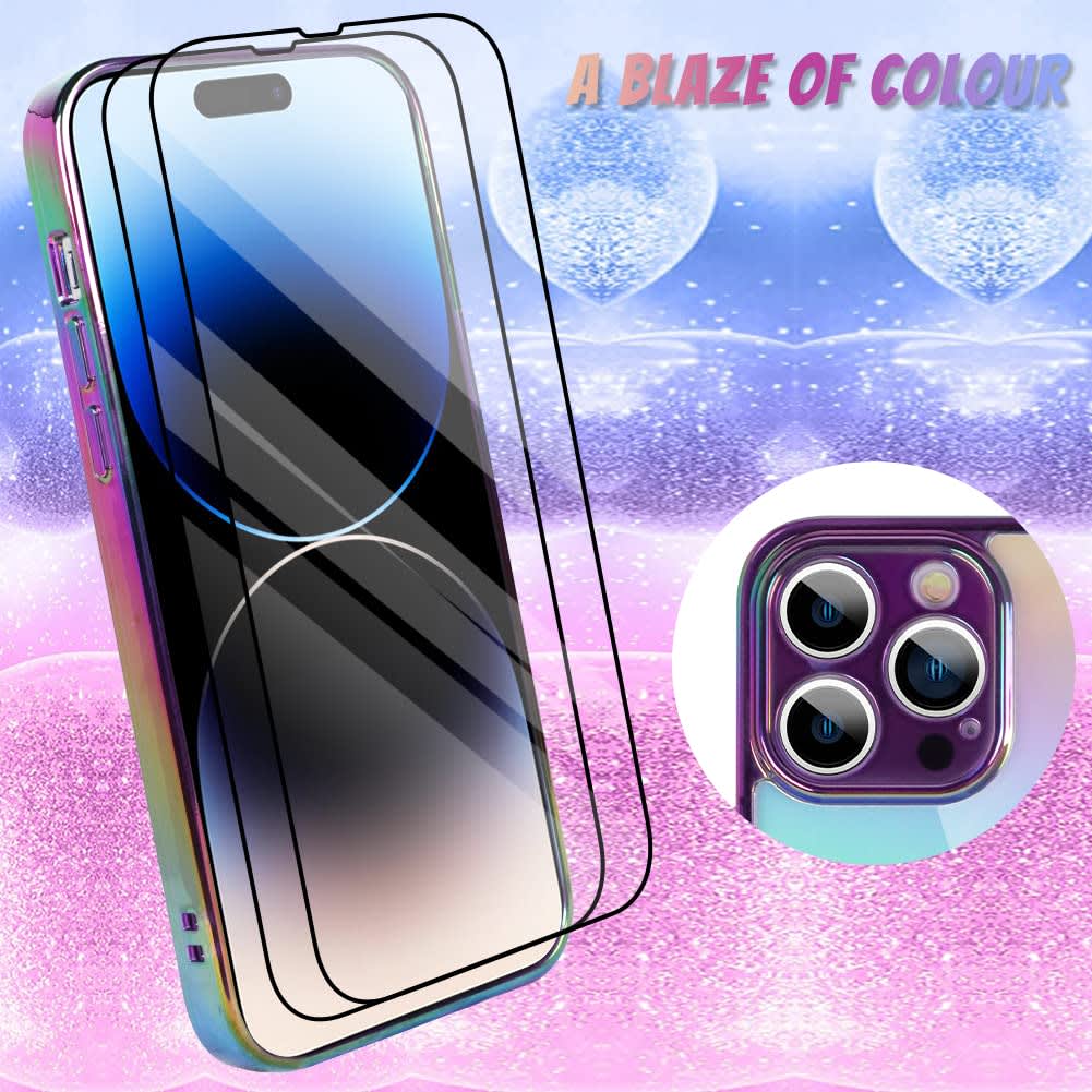 Bonoma for iPhone 17 Case 2025 Bling Laser Iridescent Florescent Crystal Camera Protector Shockproof Edge Cover -Purple thumbnail 2