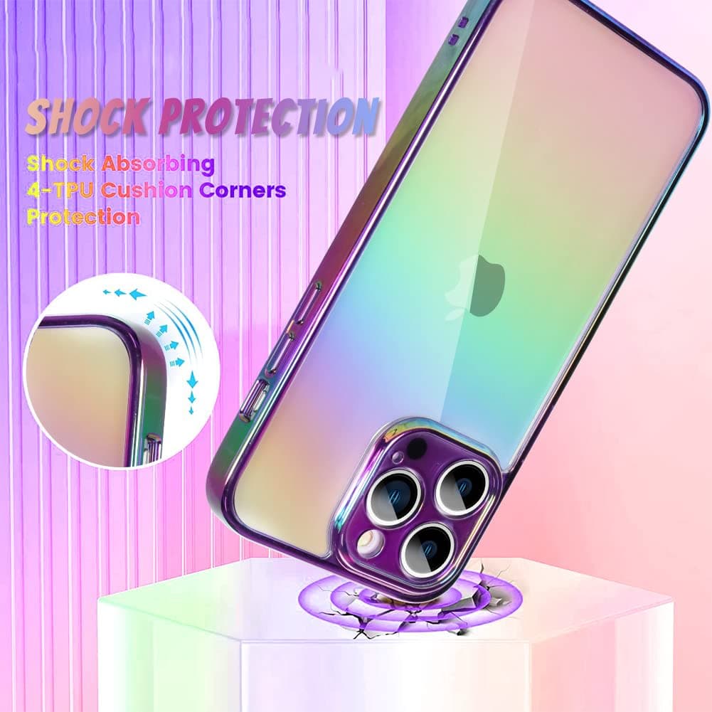 Bonoma for iPhone 17 Case 2025 Bling Laser Iridescent Florescent Crystal Camera Protector Shockproof Edge Cover -Purple thumbnail 3