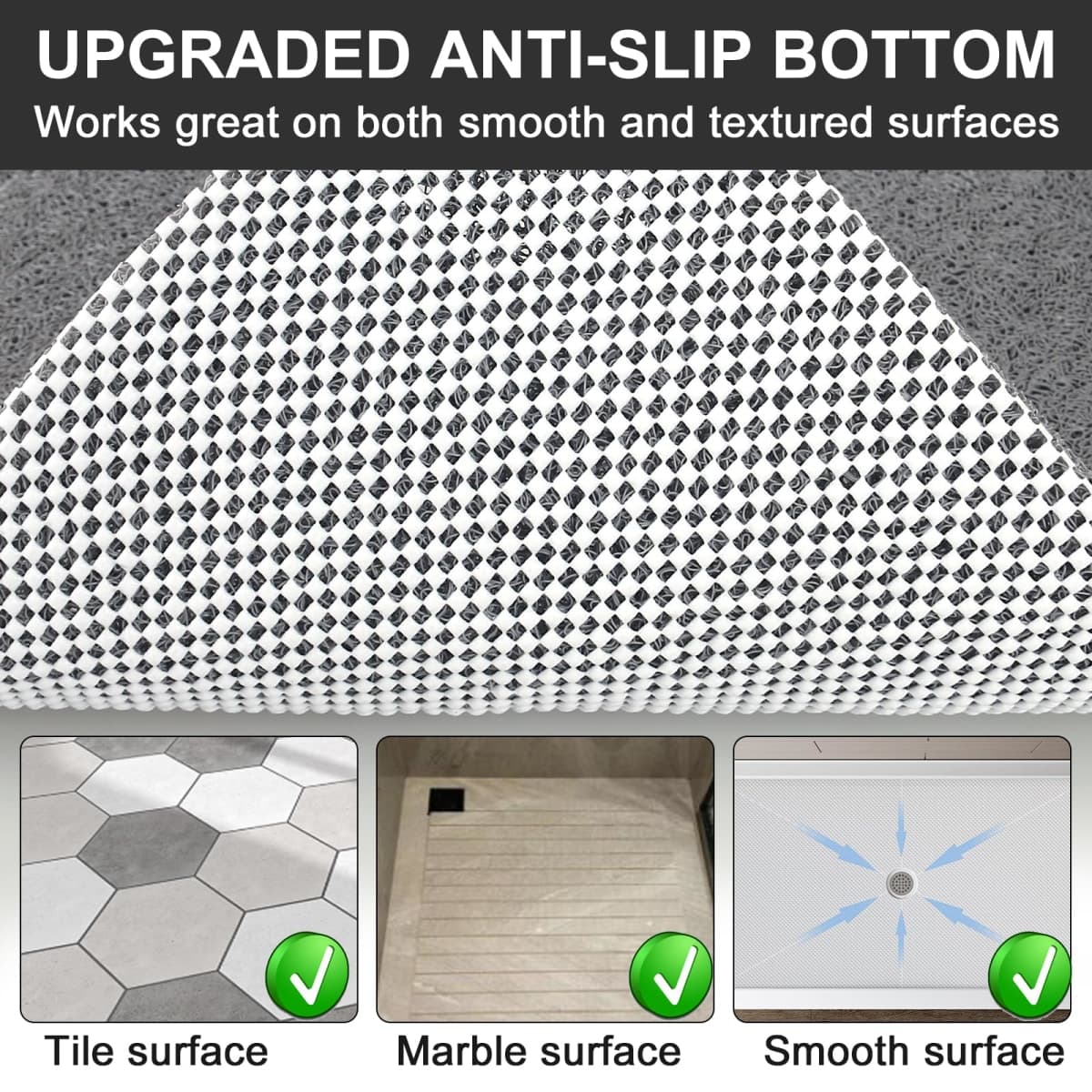 Extra Large Square Shower Mat for Inside Shower, 32 x 32 Inch Shower Floor Mat with Center Drain Hole, Designed for Walk-in Showers, Non-Slip Loofah Mat with Wide Coverage for Stable Standing thumbnail 3