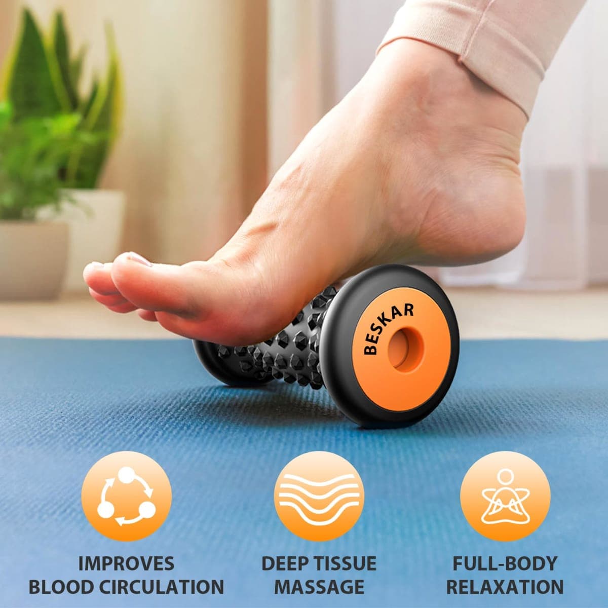 BESKAR Foot Massage Roller for Plantar Fasciitis Relief, Portable Foot Roller to Deep Tissue Muscle Massage, Foot Arch and Heel Pain, Foot Trigger Point Therapy Reflexology Tool thumbnail 2