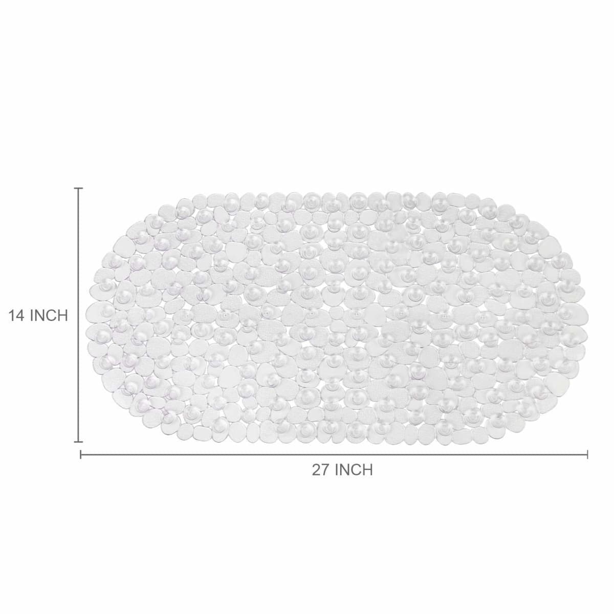 WELTRXE Pebbles Bath Mat,PVC Oval Tub Mats Non Slip Anti Mold for Kids,Elderly,27 x 14 Inch Clear Machine Washable Bathtub Mat with Suction Cups,Drain Holes,BPA Free thumbnail 3
