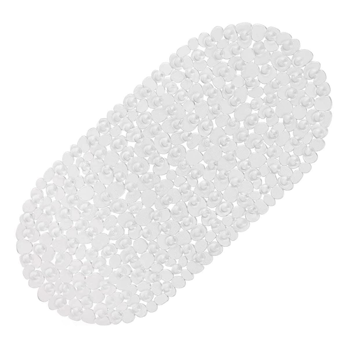 WELTRXE Pebbles Bath Mat,PVC Oval Tub Mats Non Slip Anti Mold for Kids,Elderly,27 x 14 Inch Clear Machine Washable Bathtub Mat with Suction Cups,Drain Holes,BPA Free thumbnail 4