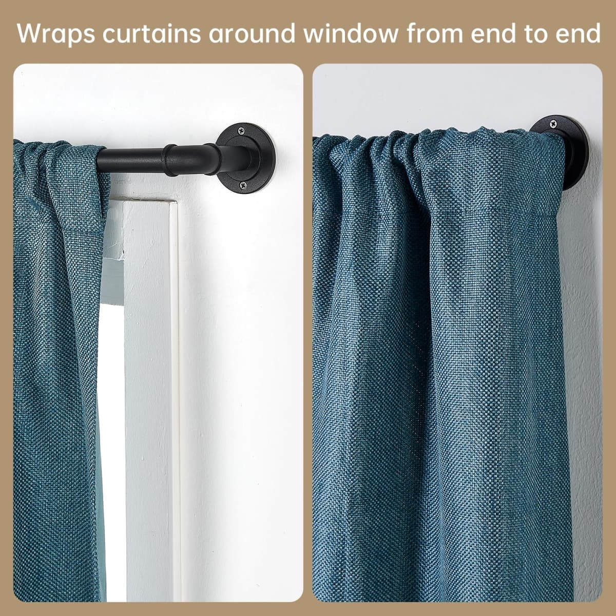 Industrial Curtain Rods for Windows 28 to 48 Inches, Blackout Wrap Around Curtain Rod, for Indoor and Outdoor, 7/8 Inch Diameter, 33 to 45 Inches, Black thumbnail 4