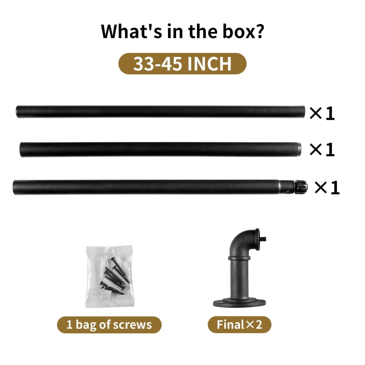 Industrial Curtain Rods for Windows 28 to 48 Inches, Blackout Wrap Around Curtain Rod, for Indoor and Outdoor, 7/8 Inch Diameter, 33 to 45 Inches, Black thumbnail 5