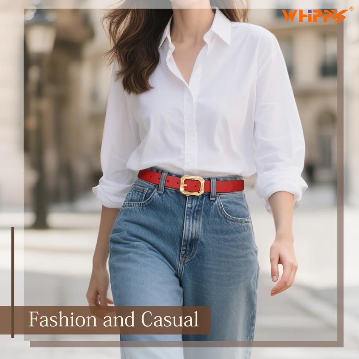 WHIPPY Women's Leather Belts with Gold Buckle Casual Fashion Ladies Waist Belts for Jeans Pants Dresses, Brown Suede, Fit Waist Size 32"-37" thumbnail 2