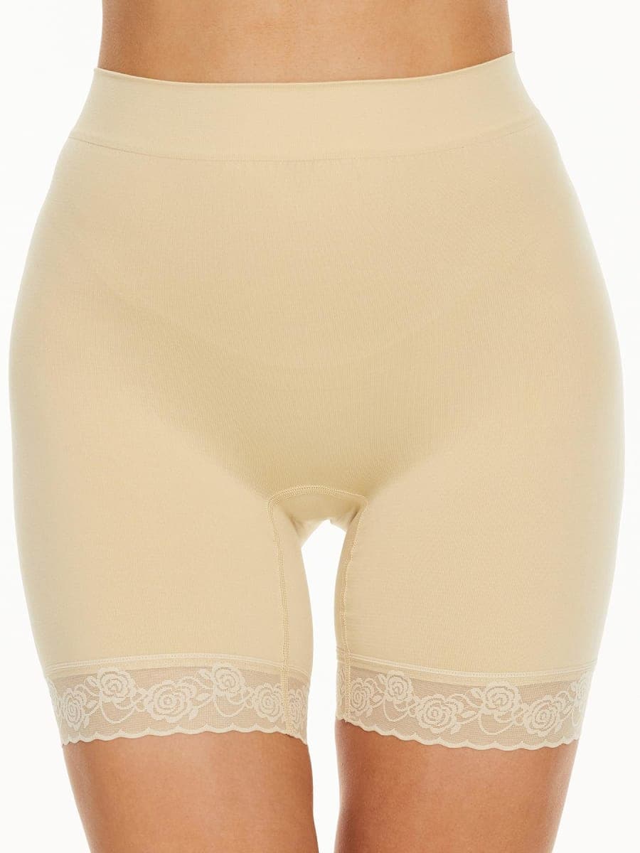 SIMIYA Shapewear Tummy Control Shorts for Women, 5-in-1 Body Shaper High Waist Girdle Boyshort Slip Shorts for Under Dresses, Nude, Large thumbnail 2