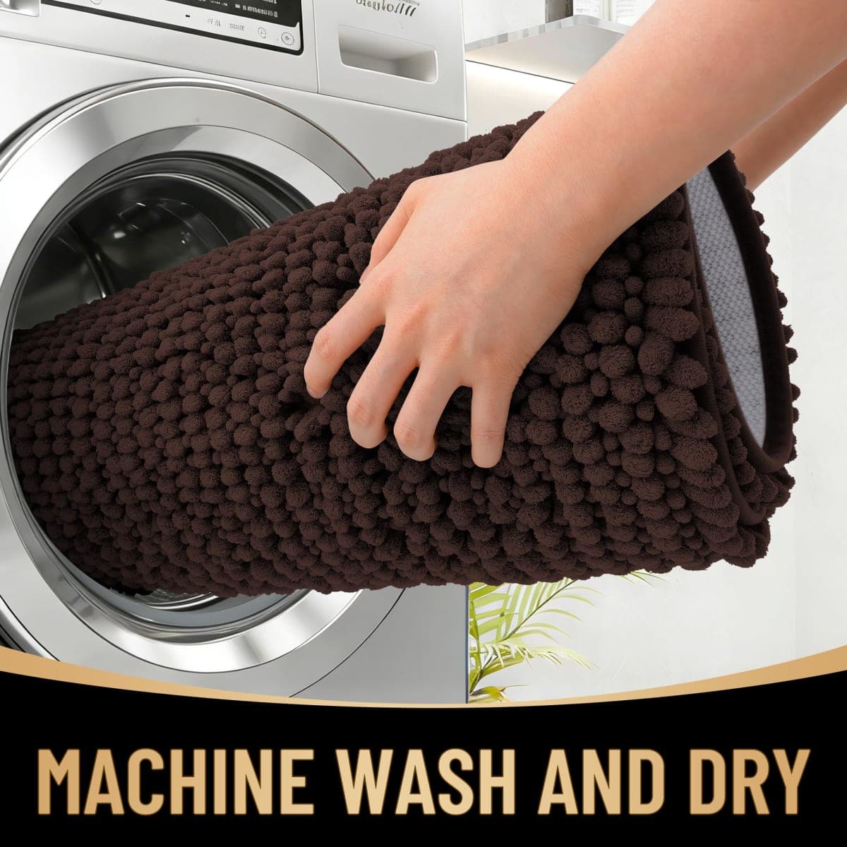 OLANLY Thick Bathroom Runner Rugs 47x17, Extra Soft Absorbent Chenille Bath Rugs, Rubber Backing, Machine Wash Dry, Long Bath Mats for Bathroom Floor, Tub and Shower, Home Decor Accessories, Brown thumbnail 4
