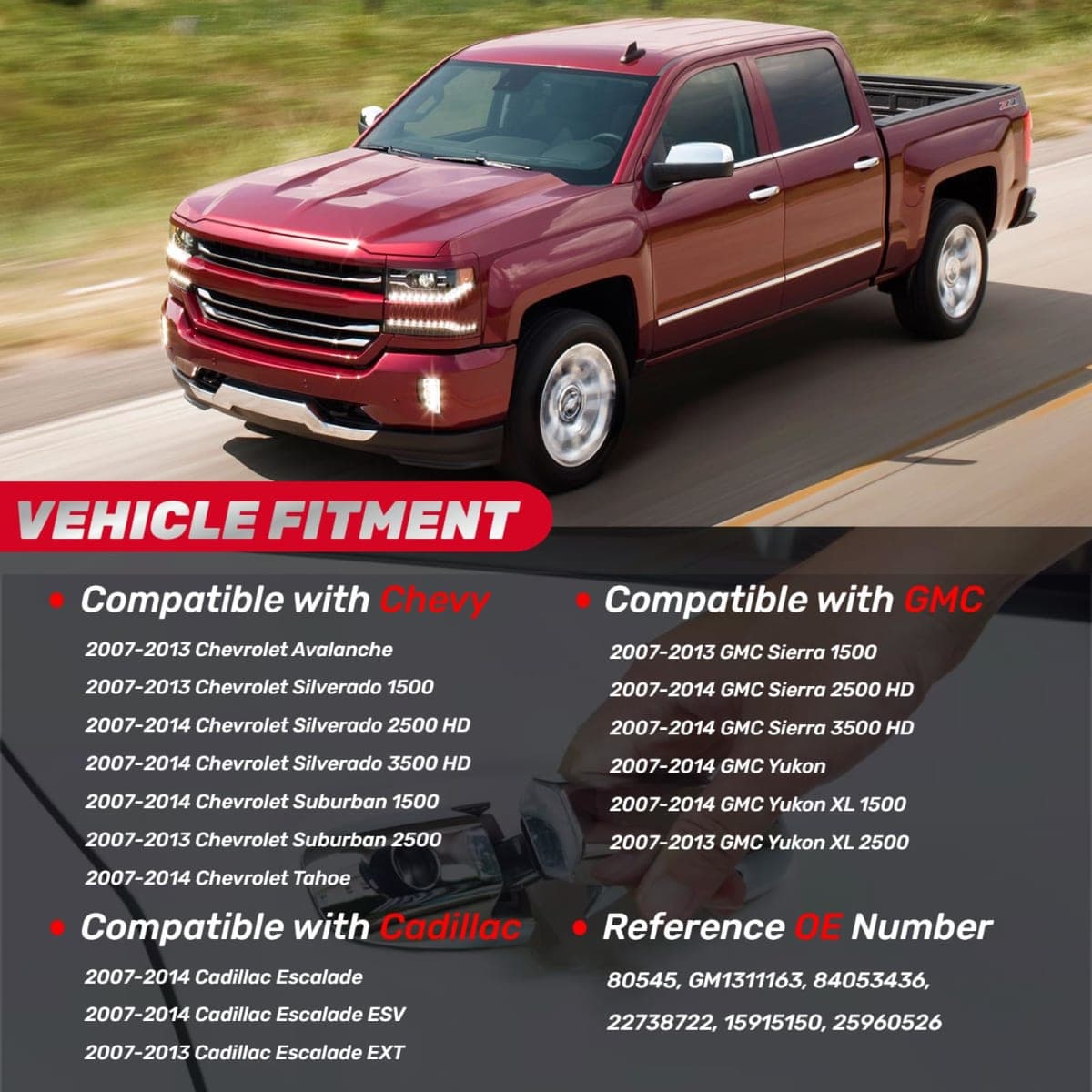 IFATRUNK Exterior Chrome Door Handle, Front Passenger Side, Compatible with 2007-2014 Silverado Suburban Tahoe Sierra Yukon Escalade, Replace 22738722 84053436 80545 thumbnail 2