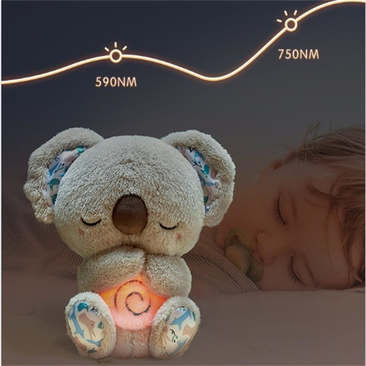QFCST Relief Koala Breathing Stuffed Toy, Anxiety Relief Plush Breathing Animal, Sleeping Koala Plush Breathing with Musical Lights & Rhythmic Breathing Motion thumbnail 4