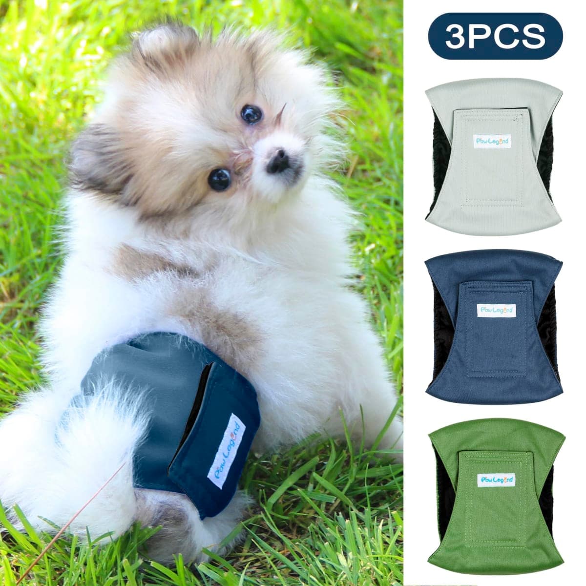 Paw Legend Washable Dog Belly Wrap Diapers for Male Dog (3 Pack) thumbnail 2
