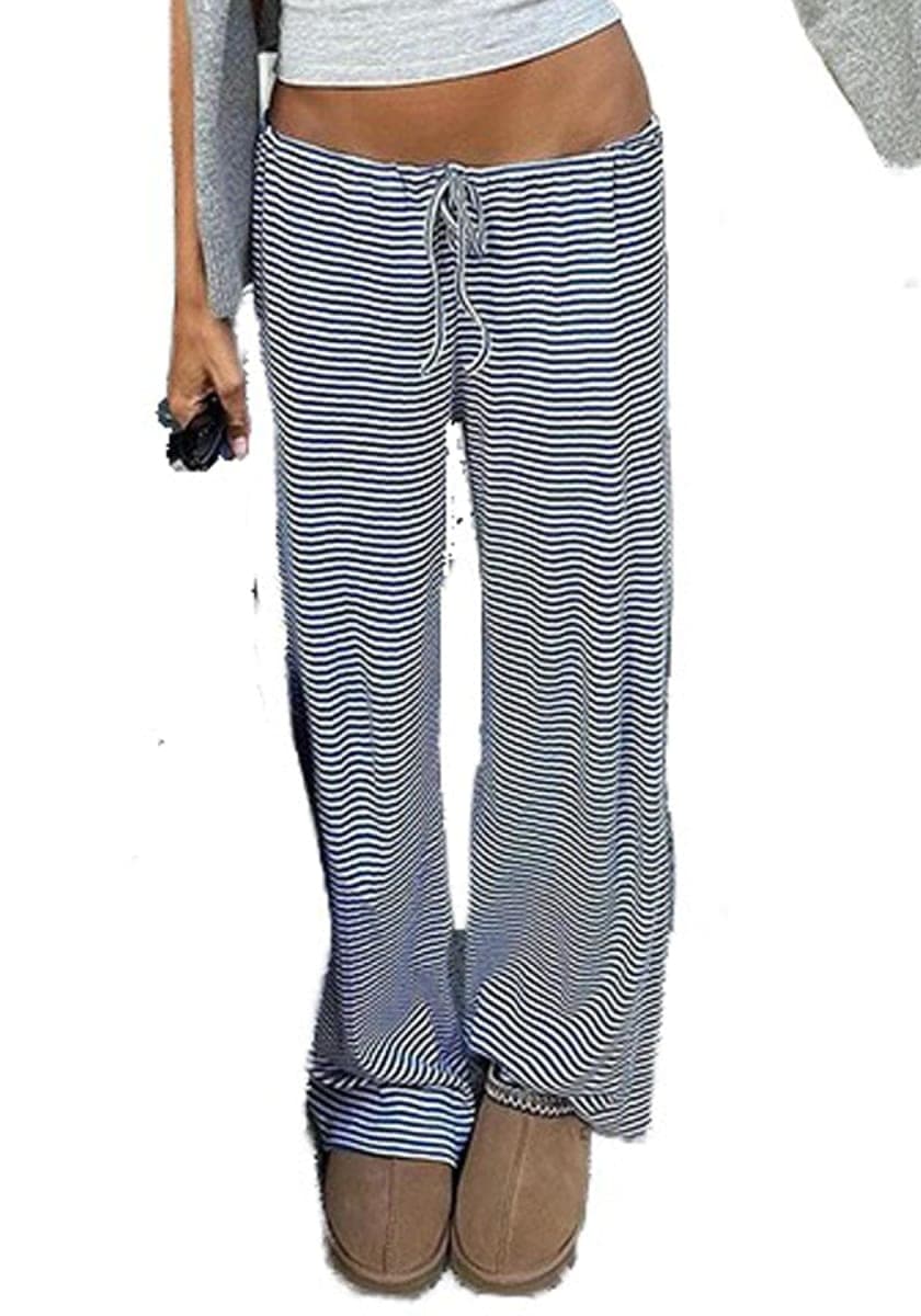 pnahip Women's Lounge Pants Soft Comfy Pajama Pants Drawstring Lightweight Loose Wide Leg Pants Blue — image 1