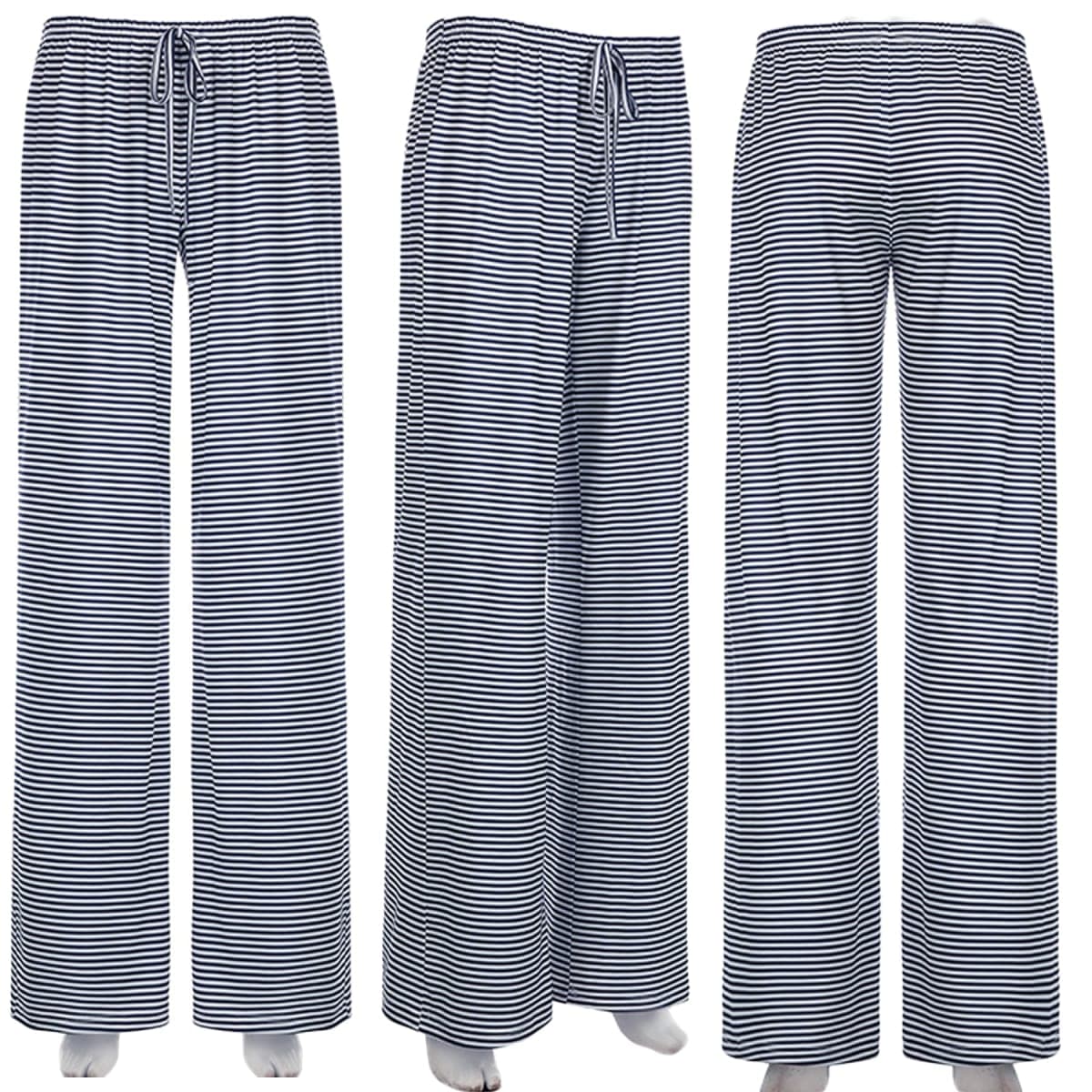 pnahip Women's Lounge Pants Soft Comfy Pajama Pants Drawstring Lightweight Loose Wide Leg Pants Blue thumbnail 3