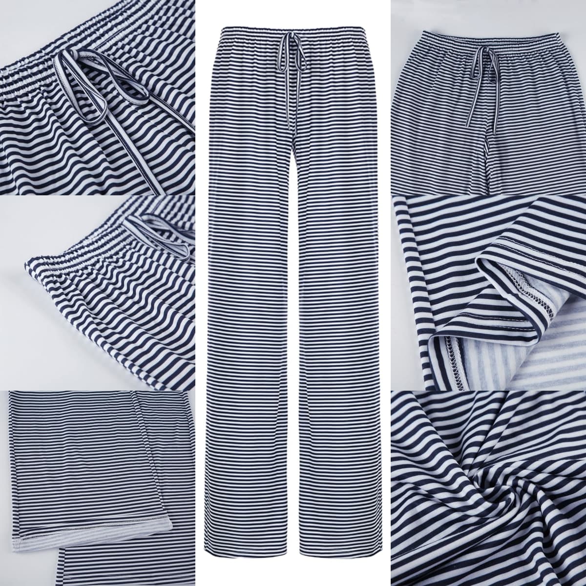 pnahip Women's Lounge Pants Soft Comfy Pajama Pants Drawstring Lightweight Loose Wide Leg Pants Blue thumbnail 4