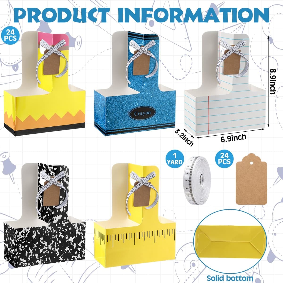 AmazingSpark 24 Sets Teacher Appreciation Gifts -2 Cup Drink Carrier with Handle, Thank You Kraft Paperboard Cup Holder with Label and Ruler Ribbon for Teacher Birthday Gifts thumbnail 3