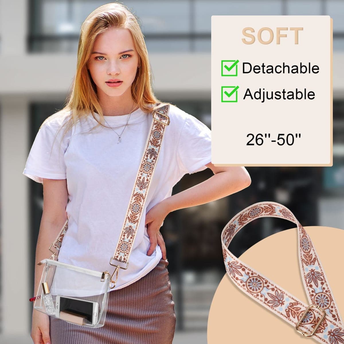 BS-VOG Clear Purse for Women Stadium Approved, Clear Crossbody Bag, Small Clear Stadium Bag for Concerts Sports Events, A11-2 thumbnail 3