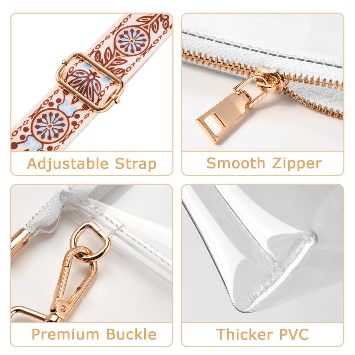 BS-VOG Clear Purse for Women Stadium Approved, Clear Crossbody Bag, Small Clear Stadium Bag for Concerts Sports Events, A11-2 thumbnail 5