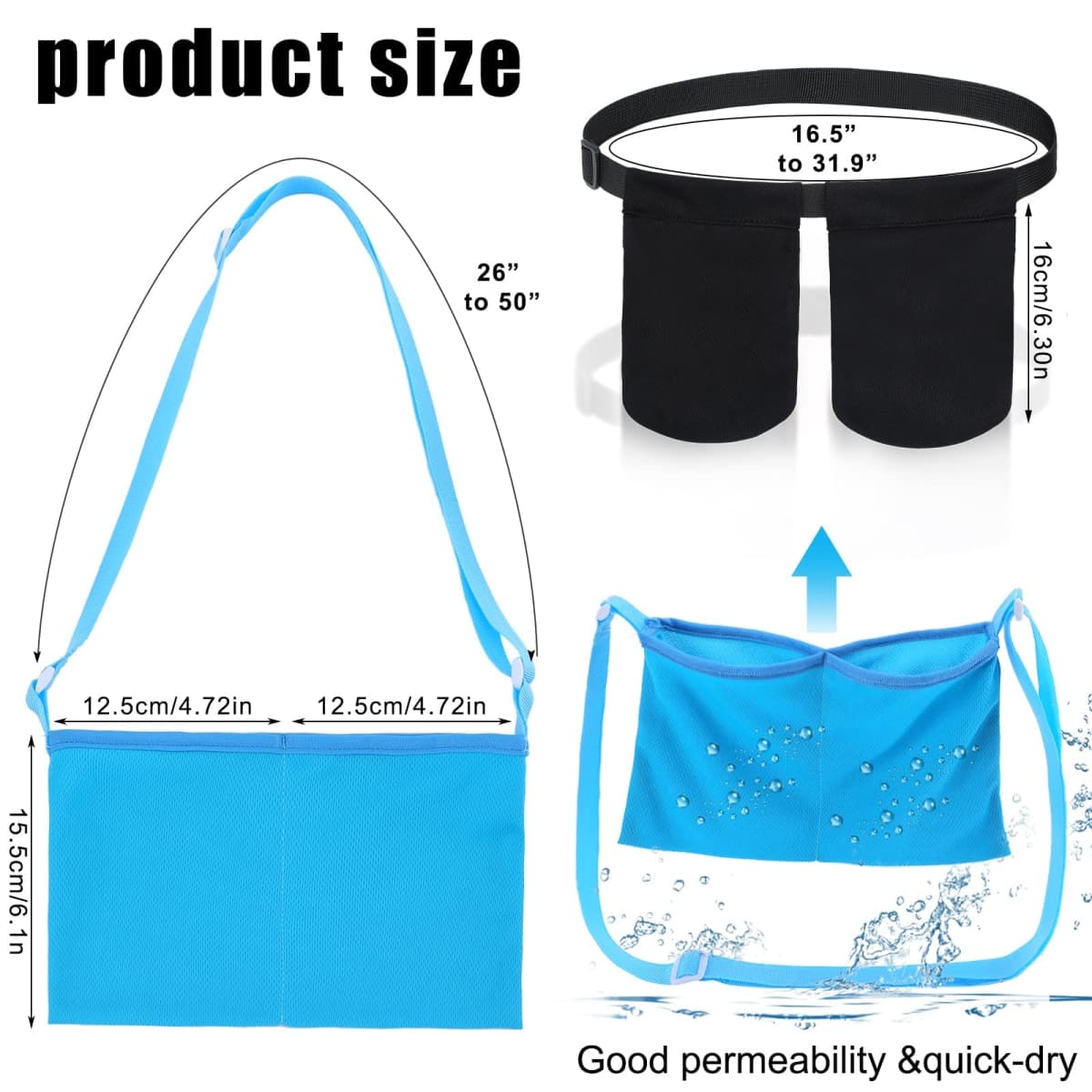 Tondiamo Adjustable Mastectomy Drain Holder Drain Pouch with Shower Bag Drainage Pouch Breast Shirts Two Pockets Mastectomy Tummy Tuck Recovery Supplies(Two Pockets,Black, Blue, Two Pockets) thumbnail 2