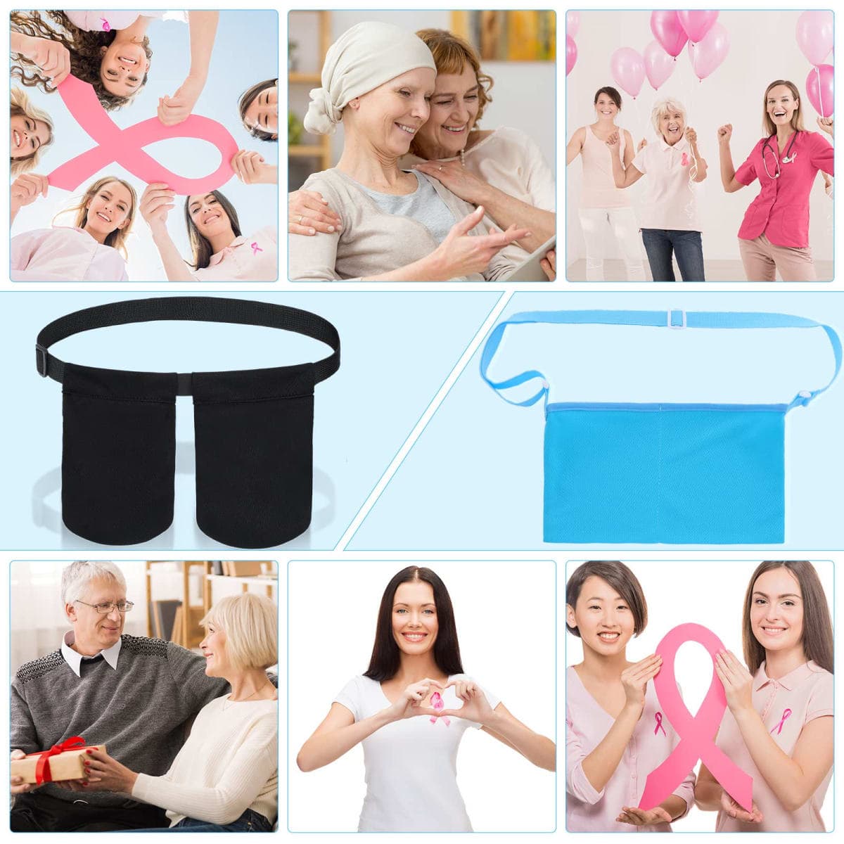 Tondiamo Adjustable Mastectomy Drain Holder Drain Pouch with Shower Bag Drainage Pouch Breast Shirts Two Pockets Mastectomy Tummy Tuck Recovery Supplies(Two Pockets,Black, Blue, Two Pockets) thumbnail 4