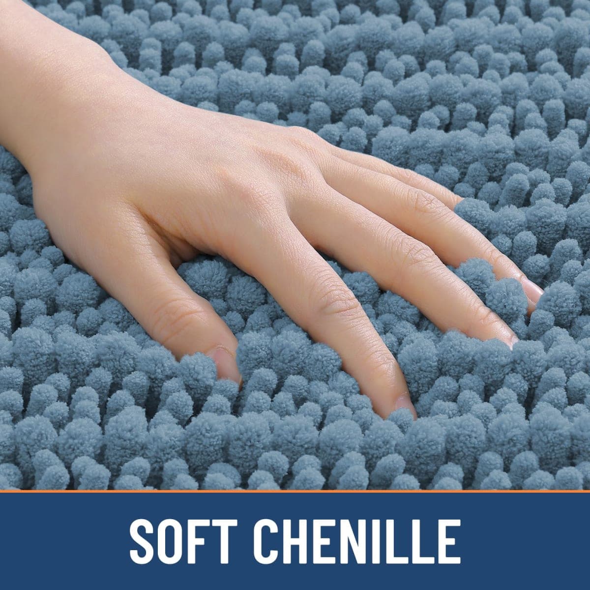 Smiry Bathroom Rugs Mat 24x16, Extra Soft Absorbent Chenille Bath Rugs, Non Slip Rubber Backing Machine Washable Quick Dry Bath Mats for Bathroom Floor, Tub, Shower, Home Accessories, Grayish Blue thumbnail 4
